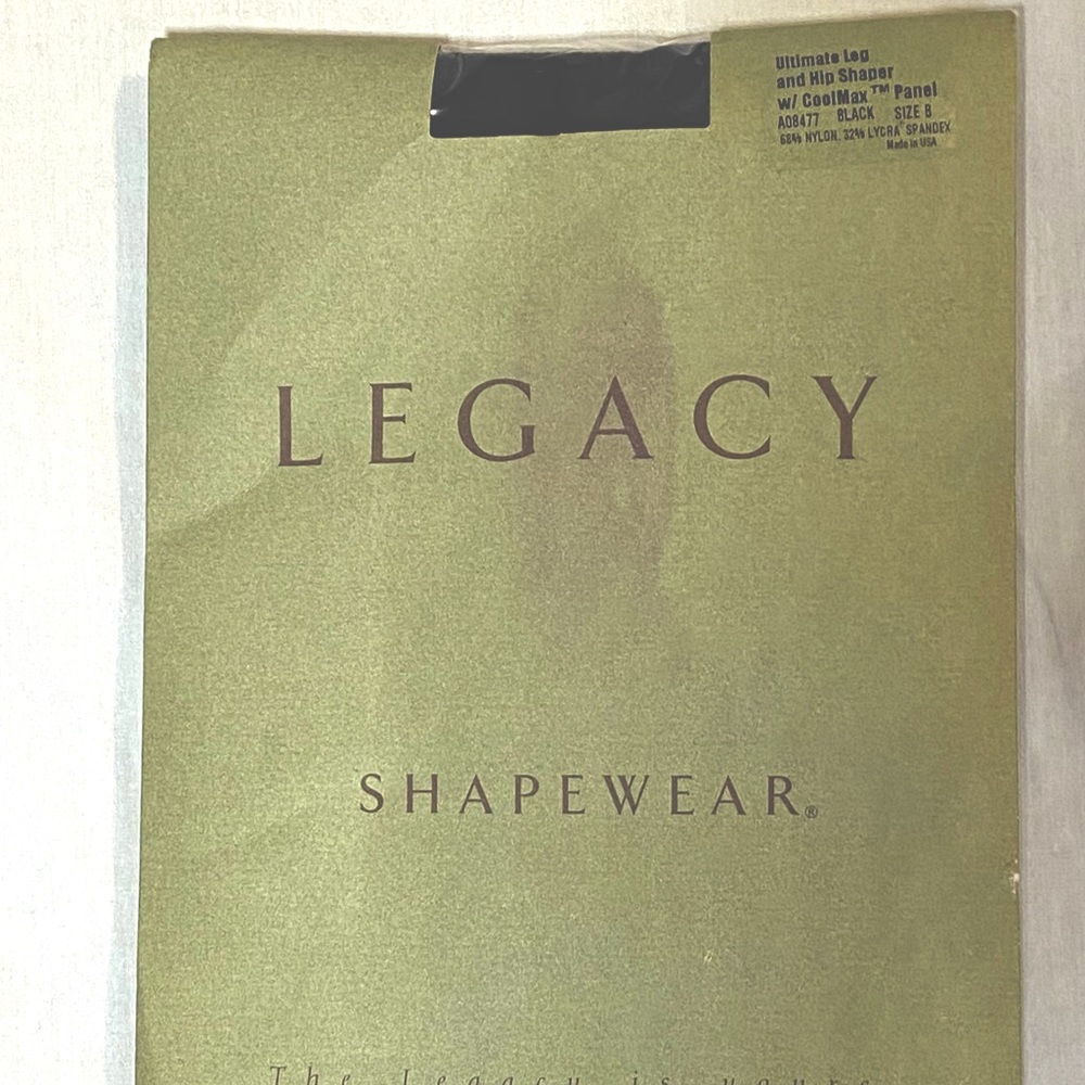 Legacy Ultimate leg and hip shaper with CoolMax panel. Black (B) New in package.